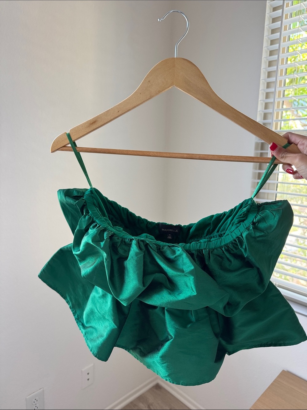 MAJORELLE Emerald Green Ruffled Crop Top